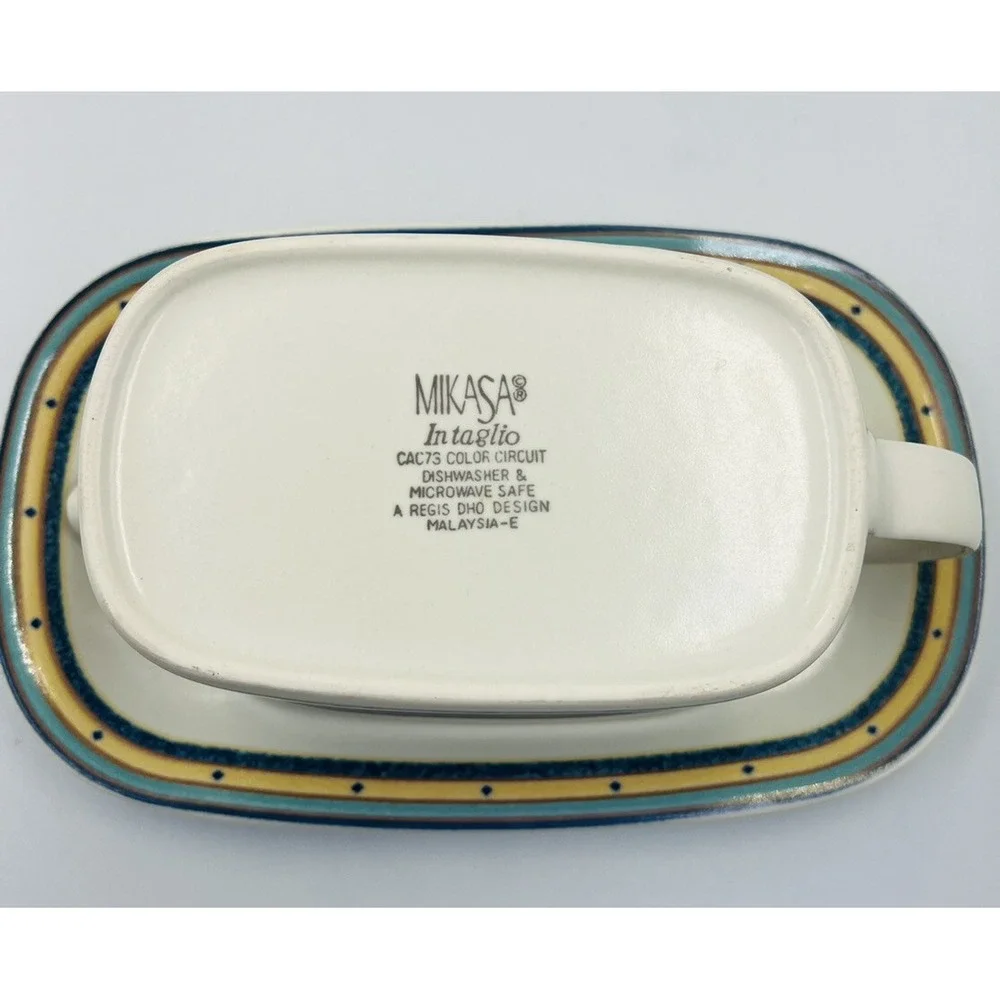 Mikasa Intaglio CAC73 Color Circuit Gravy Sauce Boat Set Underplate Replacement